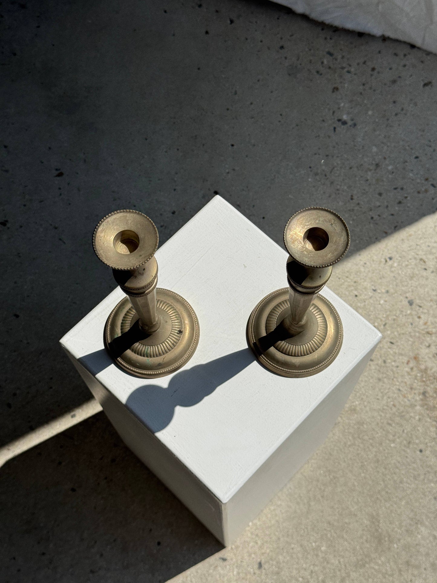 Pair of Candlesticks (Patinated Gilt Metal)
