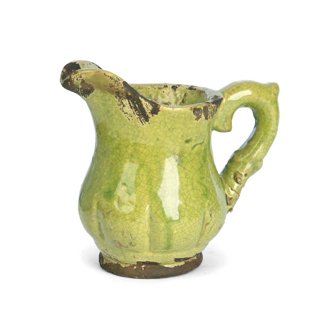 Green Round Ceramic Glazed Pitcher