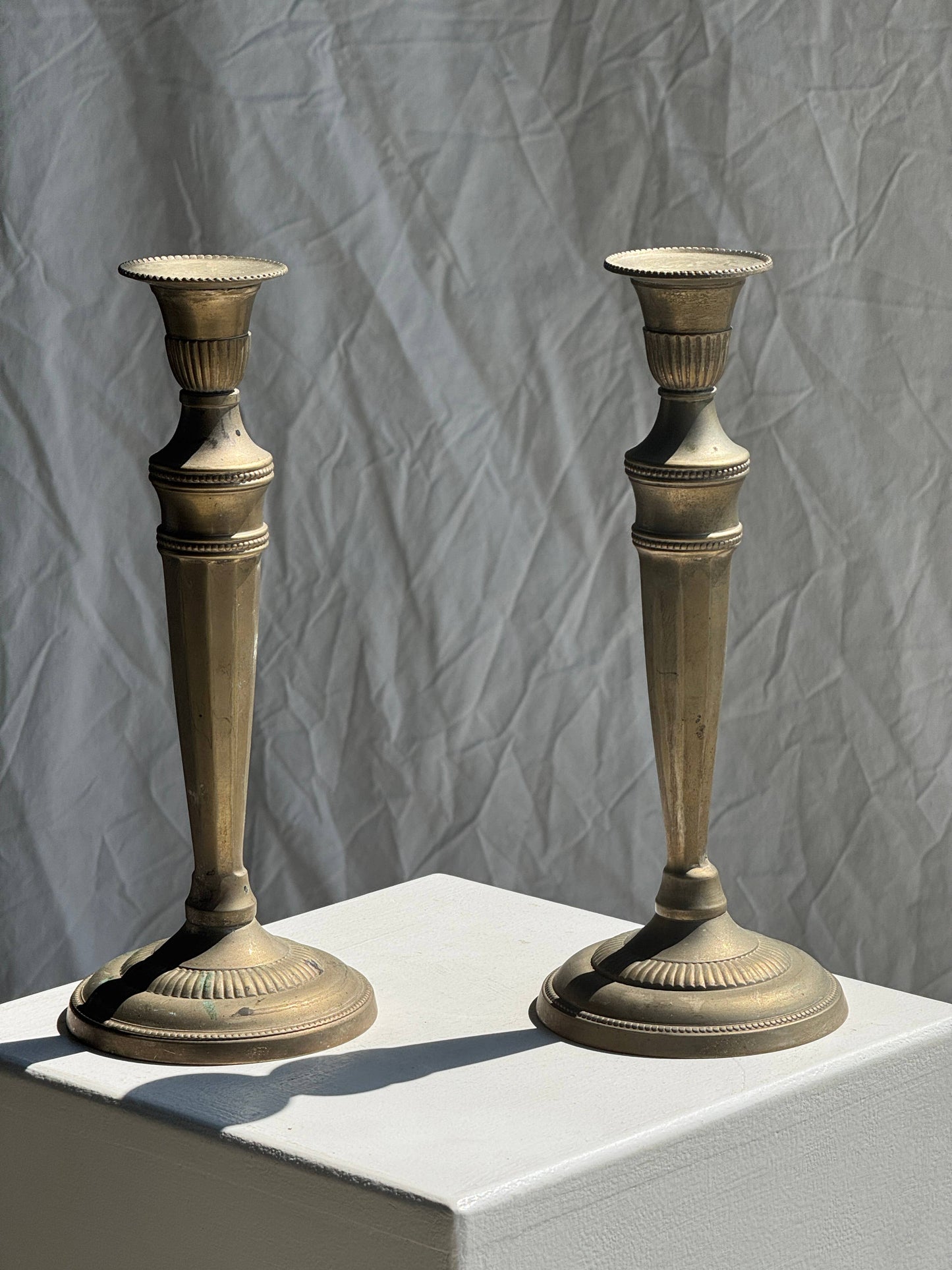 Pair of Candlesticks (Patinated Gilt Metal)