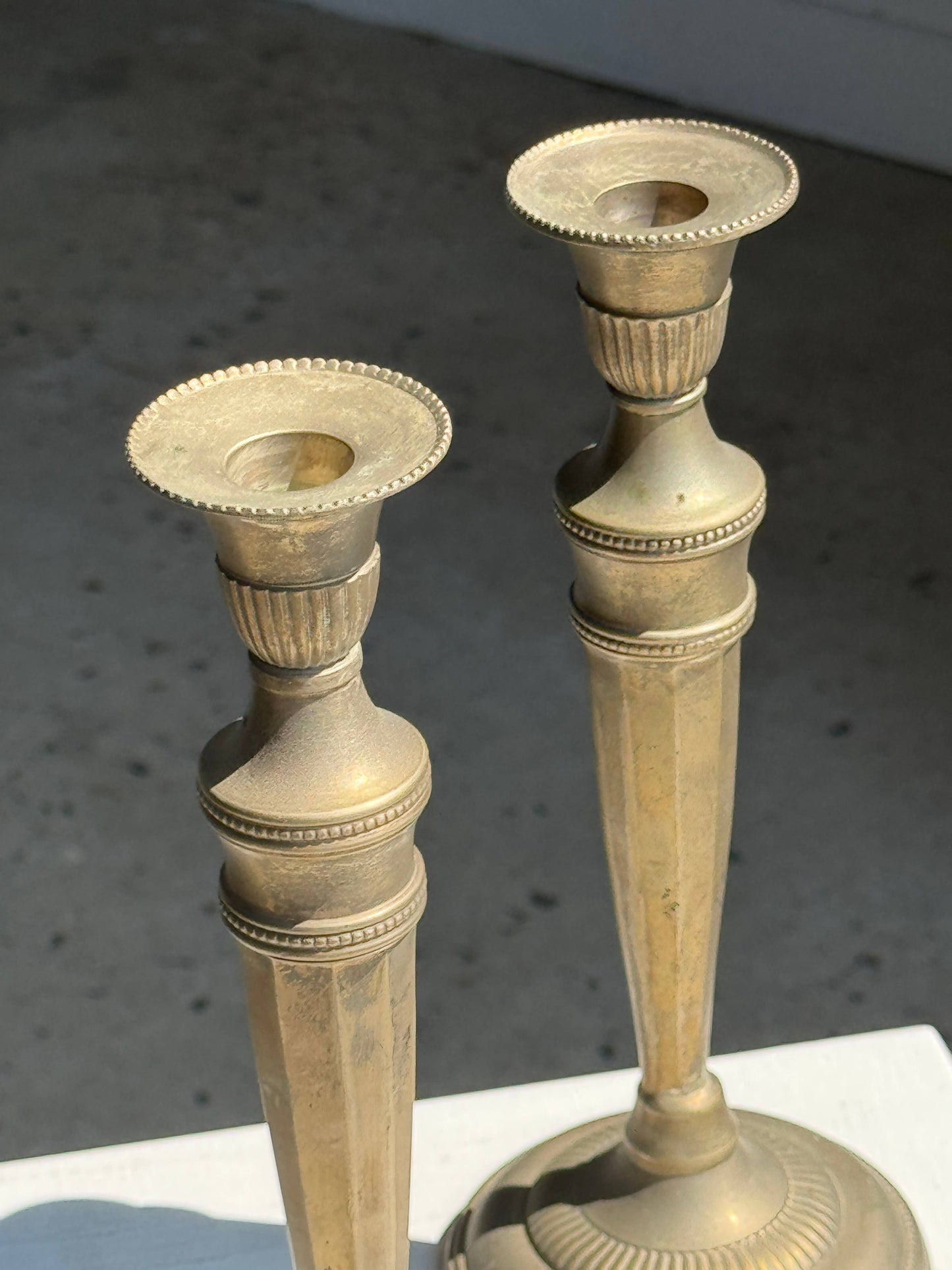 Pair of Candlesticks (Patinated Gilt Metal)