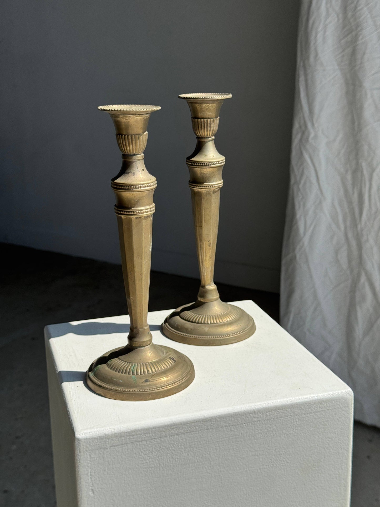 Pair of Candlesticks (Patinated Gilt Metal)