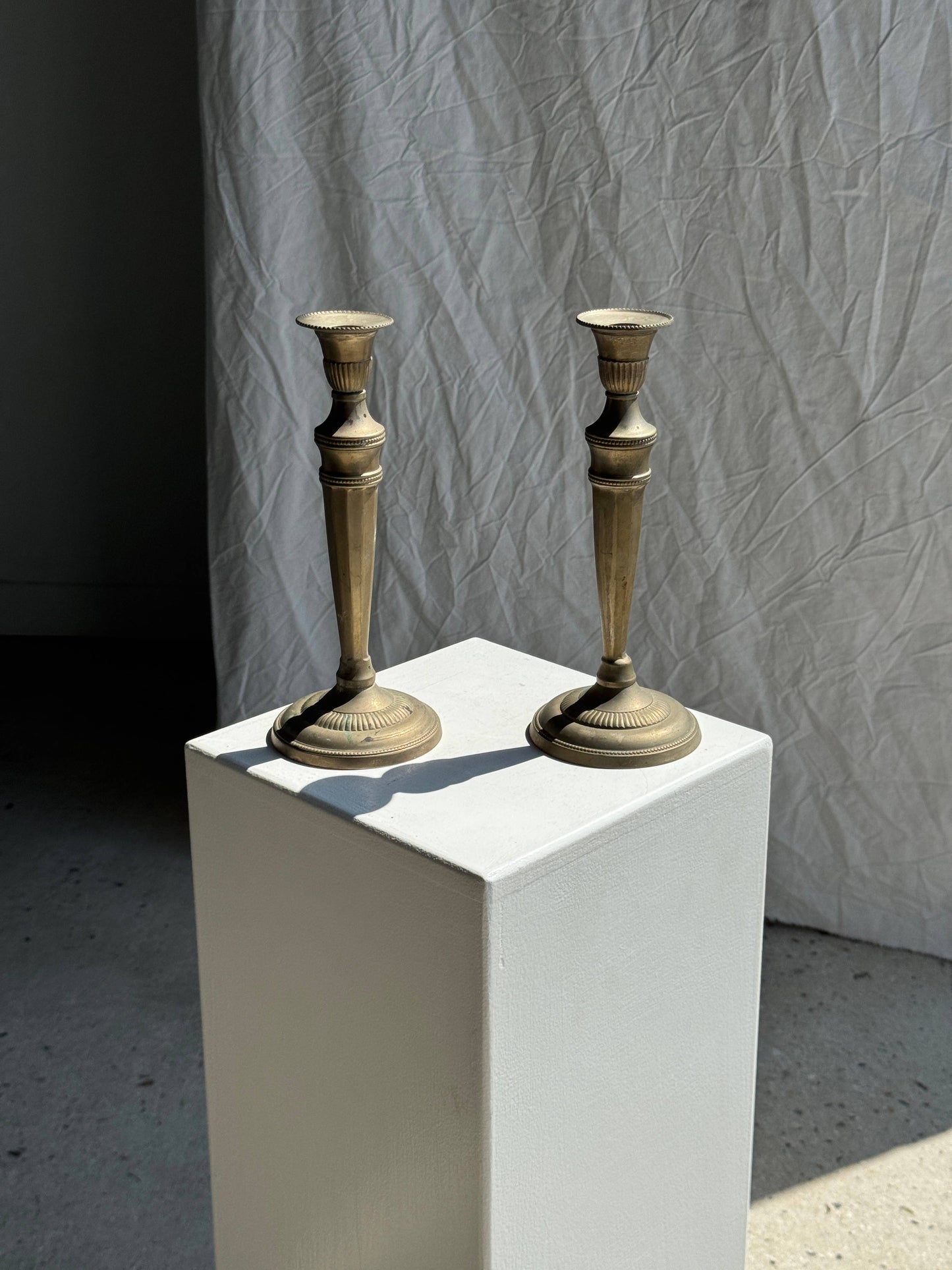 Pair of Candlesticks (Patinated Gilt Metal)