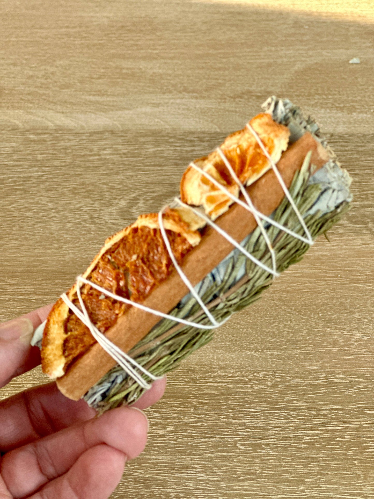 White Sage Sticks with Orange Slices, Cinnamon, & Rosemary