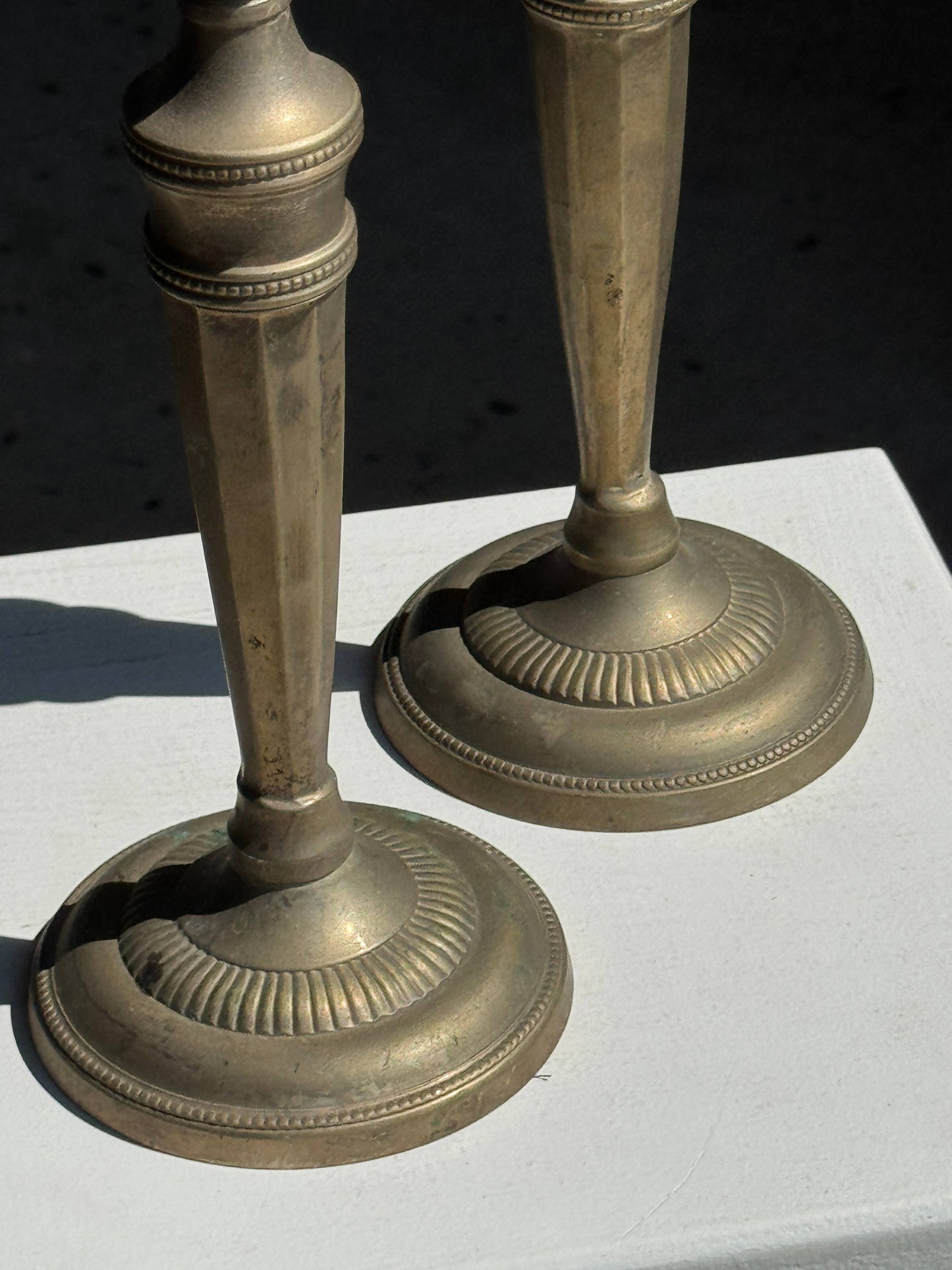 Pair of Candlesticks (Patinated Gilt Metal)