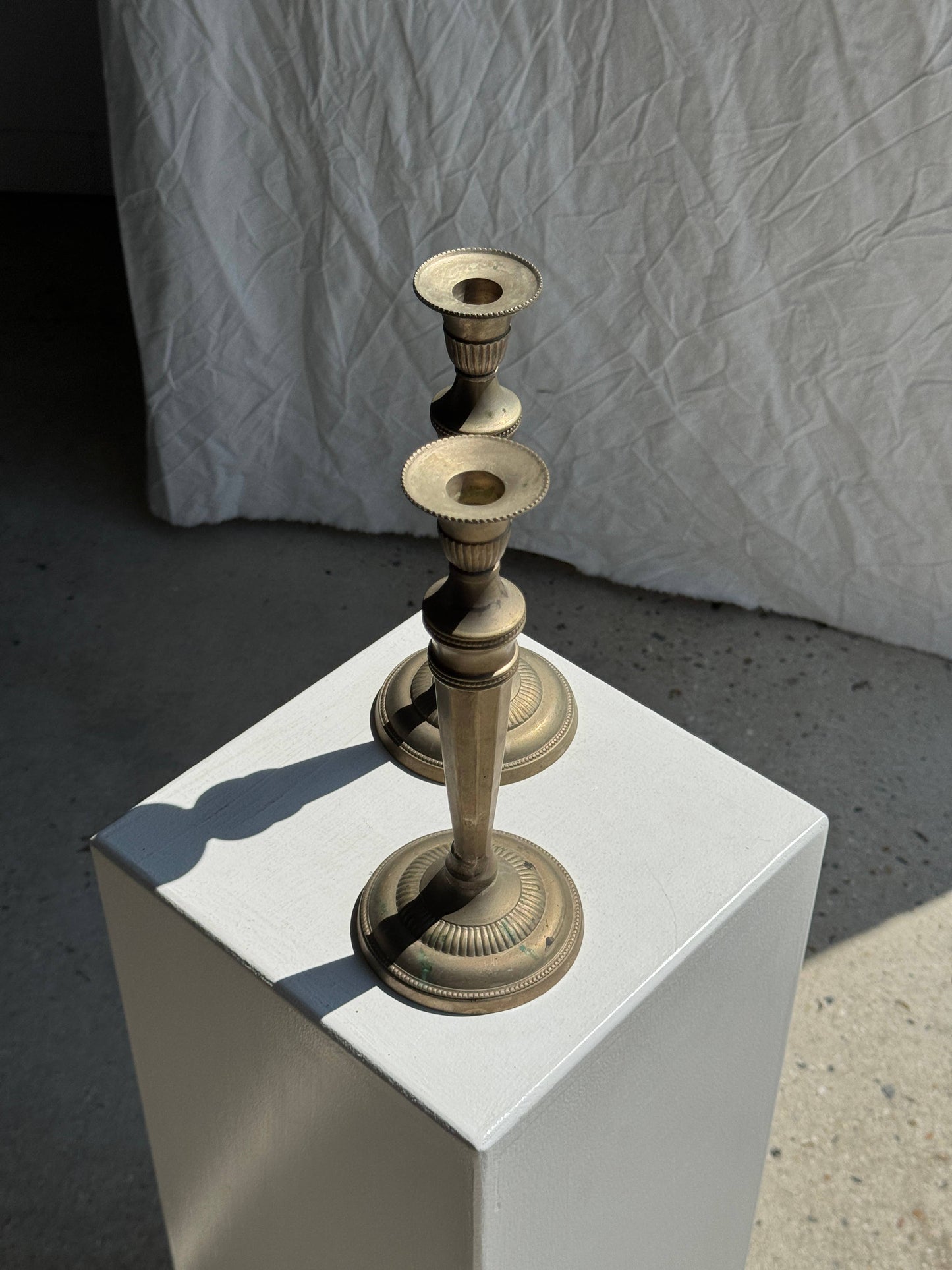 Pair of Candlesticks (Patinated Gilt Metal)