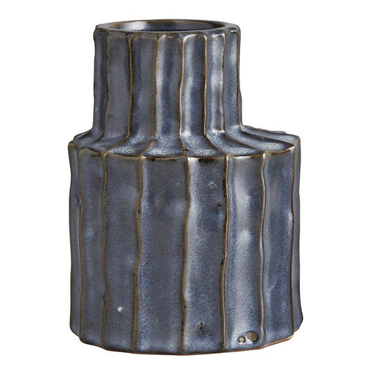 Ridged Vase in Dark Gray