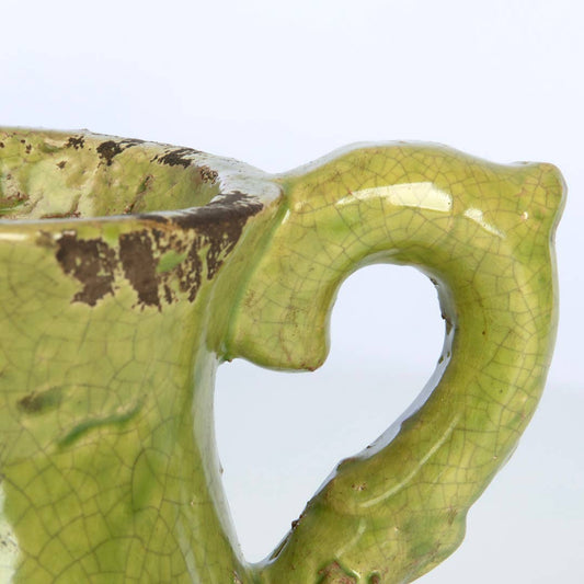 Green Round Ceramic Glazed Pitcher